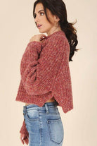 Lilou Women's Melange Knit Sweater in Cozy Knit Design with Cropped Fit