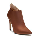 Rag Company Melba high heel ankle boot in brown satin with a sleek pointed toe design