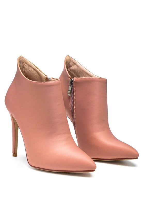 Rag Company Melba high heel ankle boot in soft pink with sleek design and zipper detail