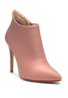 Melba high heel ankle boot in soft pink with a sleek design and pointed toe