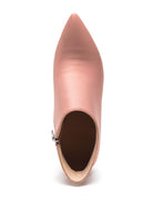 Melba high heel ankle boot in soft pink with a sleek pointed toe design