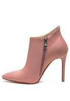 Melba high heel ankle boot in soft pink with a sleek design and side zipper for easy wear