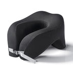Black memory foam travel pillow for ergonomic neck support