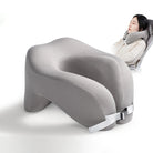 Gray memory foam travel pillow for comfortable sleep on the go