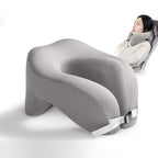 Gray memory foam travel pillow for comfortable sleep on the go