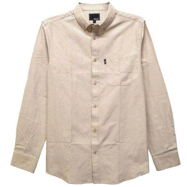 WEIV Men's Long Sleeve Shirt in Beige, Ideal as long sleeve shirts for men travel