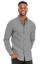 WEIV Men's Long Sleeve Shirt in Gray, Perfect Long Sleeve Shirts for Men Travel