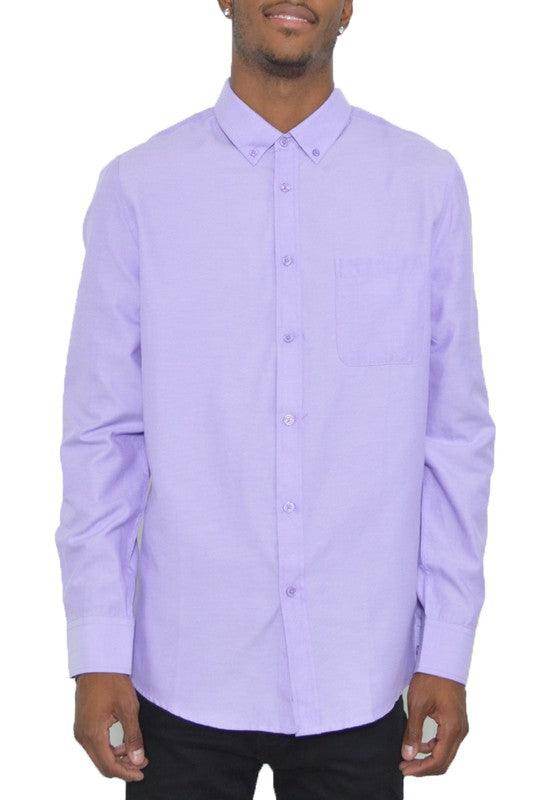 WEIV Purple Long Sleeve Shirt for Men, Ideal for Travel with Classic Fit and Stylish Design