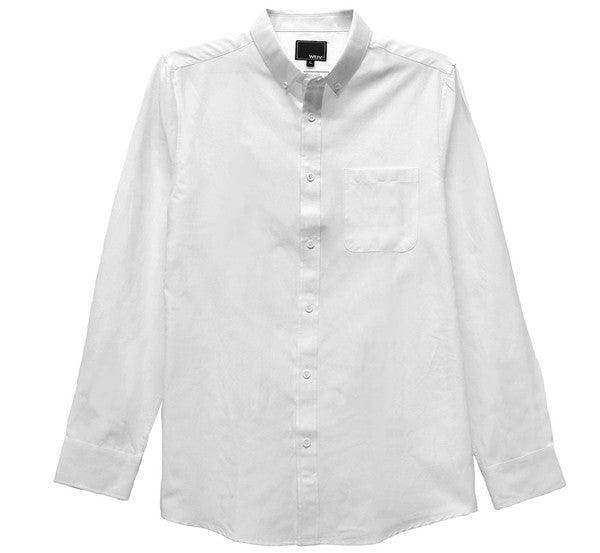 WEIV Men's Long Sleeve Shirt in White, ideal long sleeve shirts for men travel with a classic fit