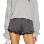 Women's black satin shorts, comfortable wear for casual outings
