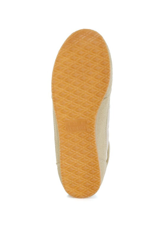 Women's sneakers, tan microfiber mesh material, casual wear