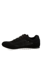 Black microfiber mesh sneakers for men, ideal for casual wear