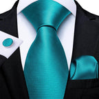 Men Necktie Teal Blue Paisley Designer Silk Wedding Tie - VacationGrabs