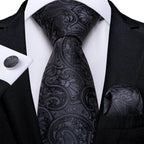 Men Necktie Teal Blue Paisley Designer Silk Wedding Tie - VacationGrabs