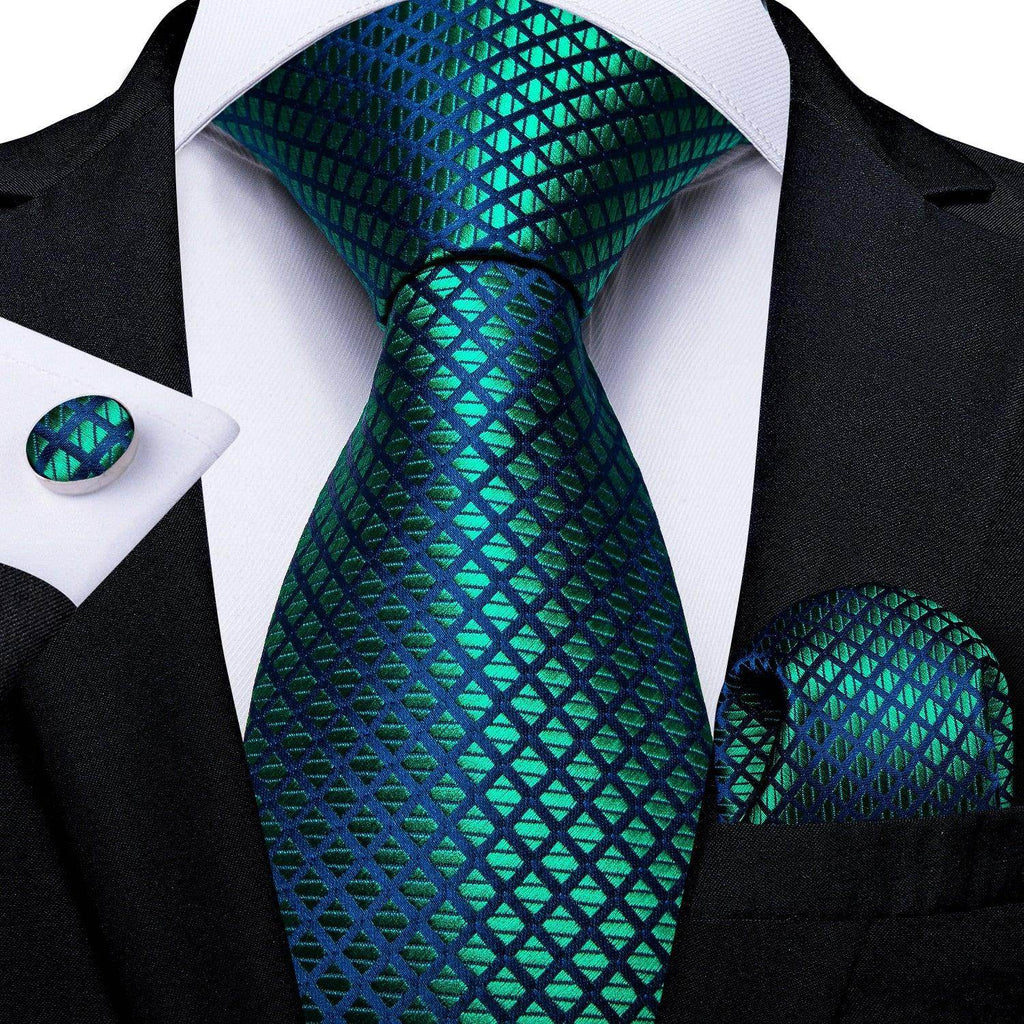 Men Necktie Teal Blue Paisley Designer Silk Wedding Tie - VacationGrabs