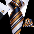 Men professional ties in blue and gold striped design for formal events