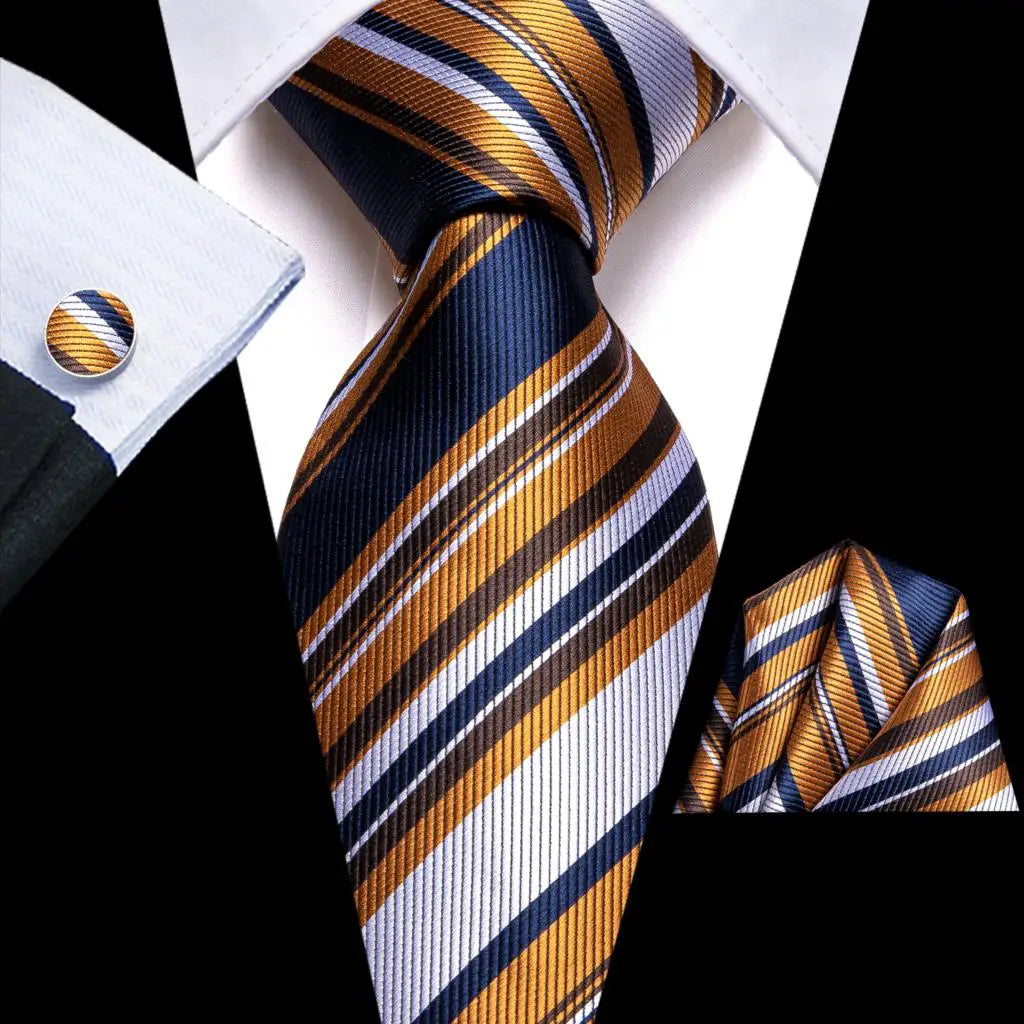 Men professional ties in blue and gold striped design for formal events