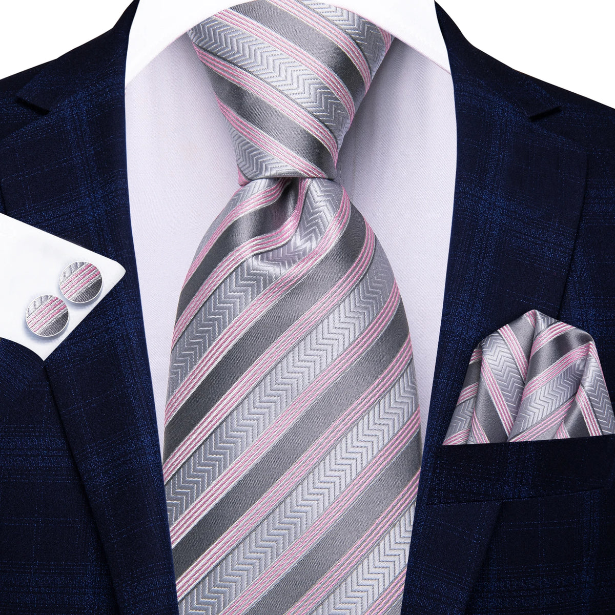 Gray and pink striped men professional ties for formal occasions