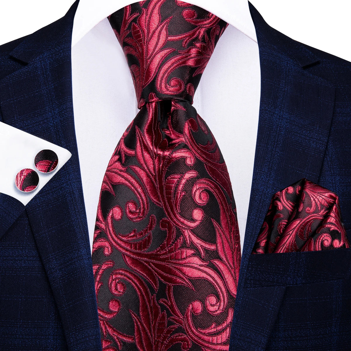 Men professional ties in red and black paisley design, perfect for formal events