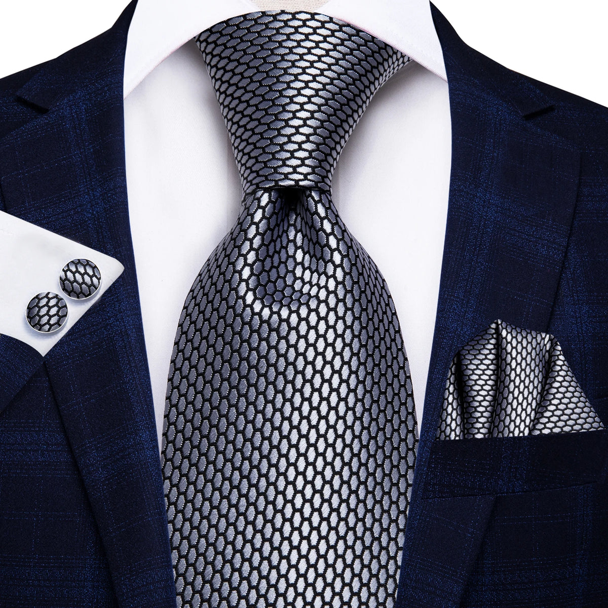 silver men professional ties in textured pattern for formal occasions