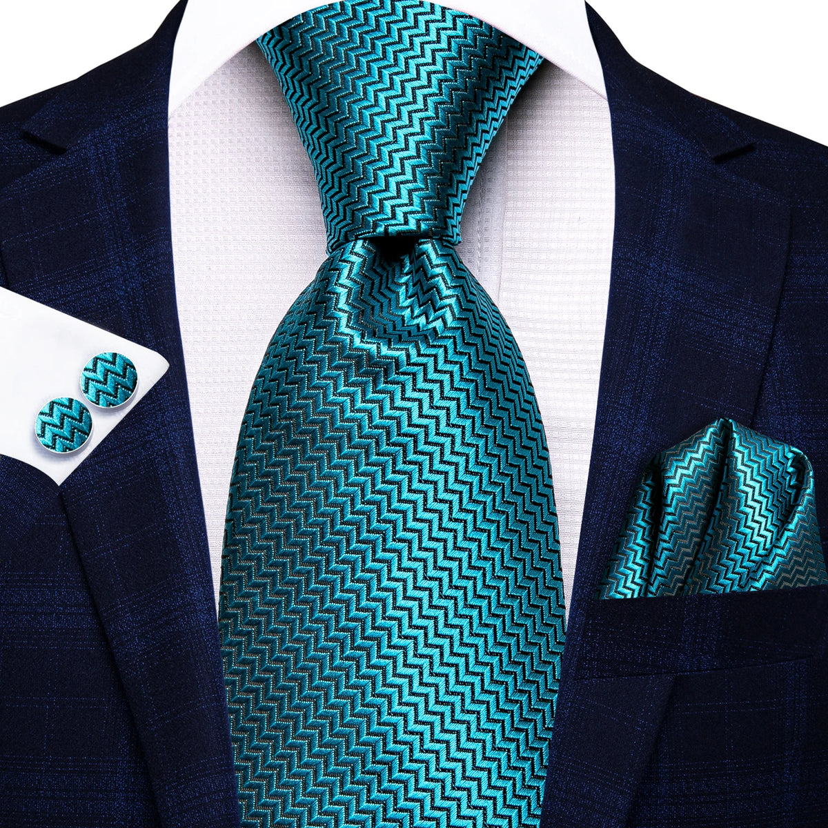 men professional ties in teal with herringbone pattern for formal occasions