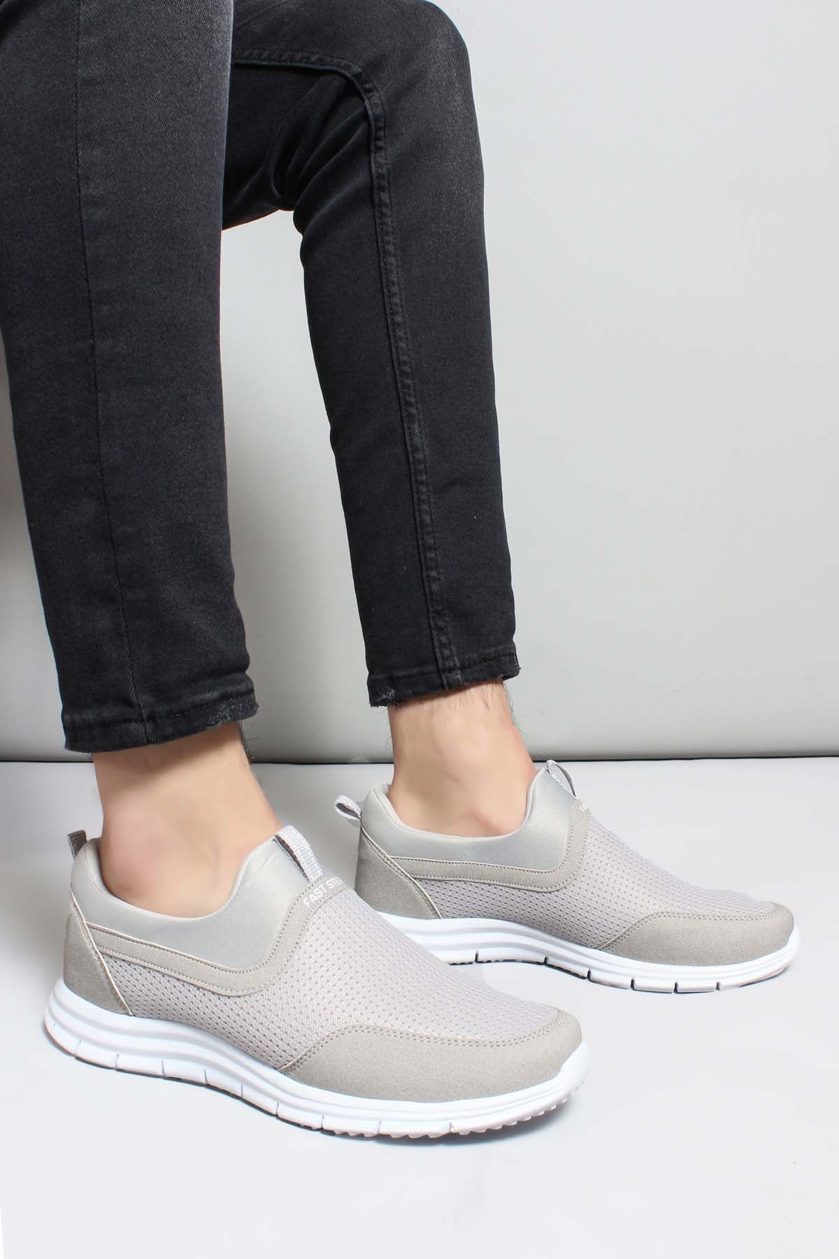 Men's Beige Slip-On Athletic Shoes – front view