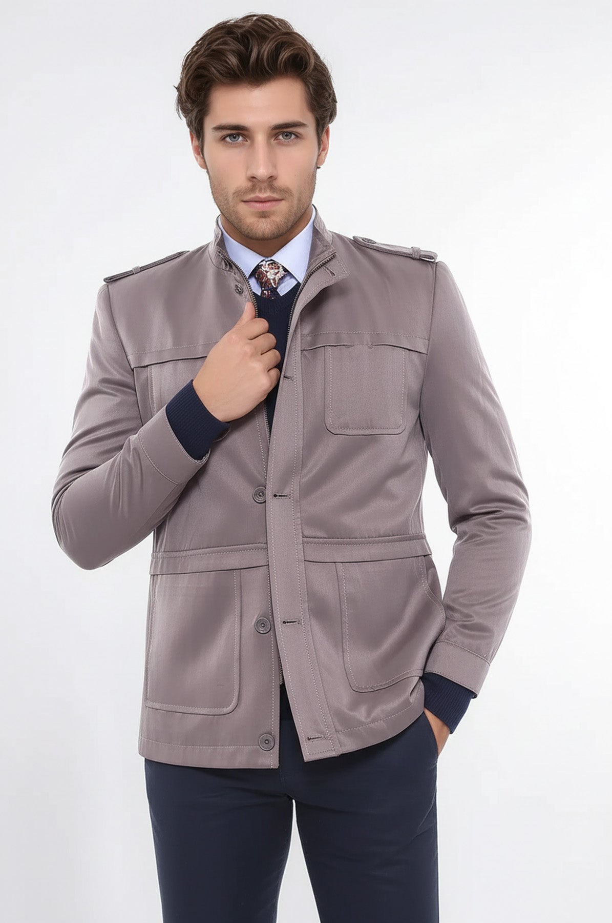 Men's Beige Trench Coat by Wessi – front view