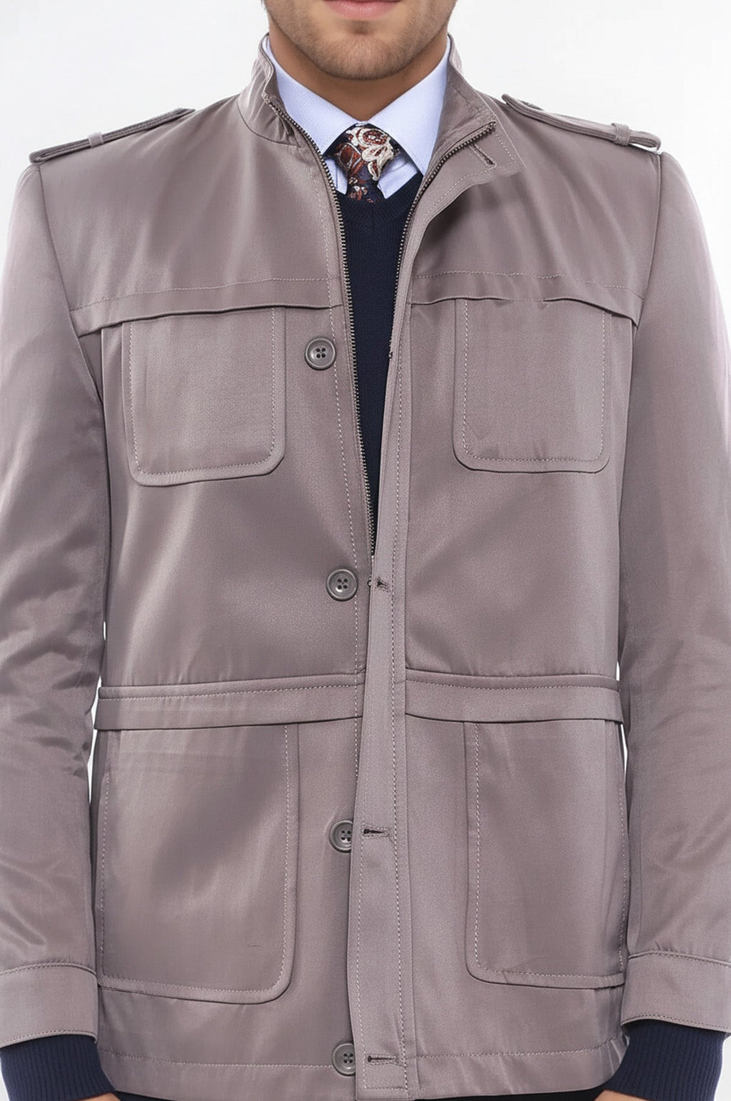 Men's Beige Trench Coat by Wessi – detail view