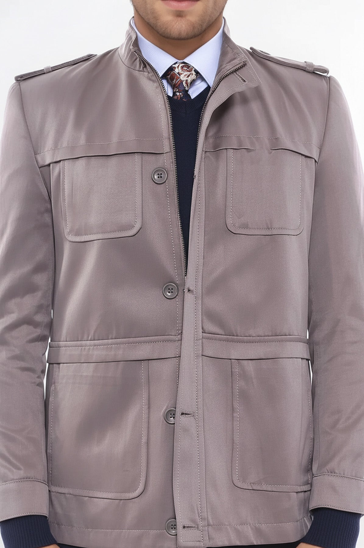 Men's Beige Trench Coat by Wessi – detail view