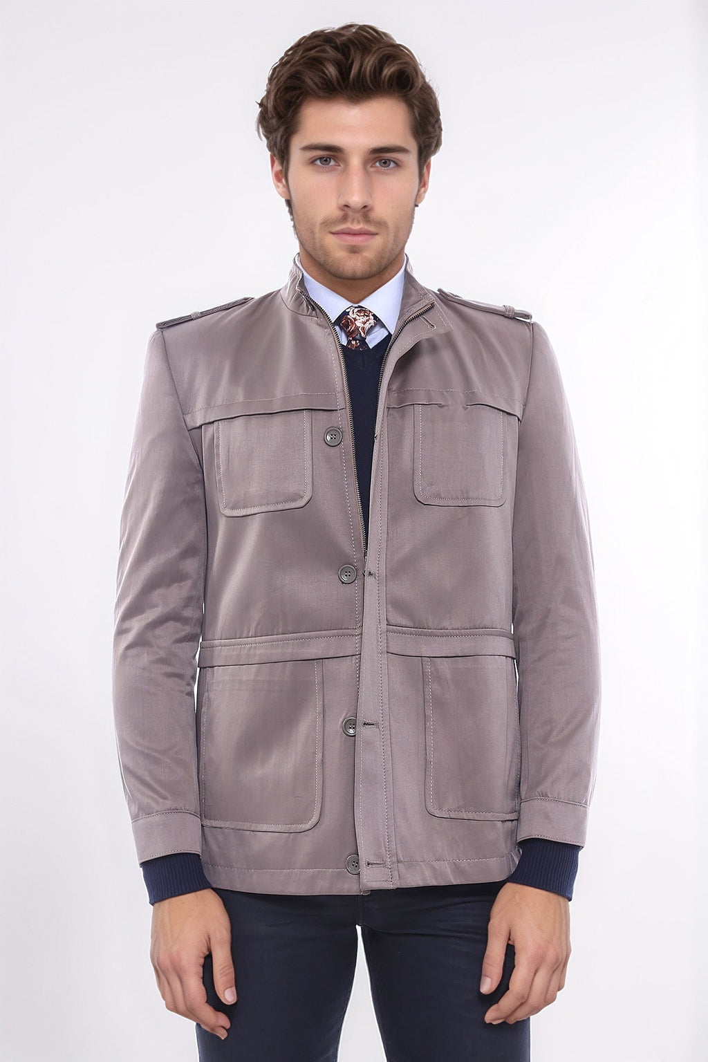 Men's Beige Trench Coat by Wessi – styled view
