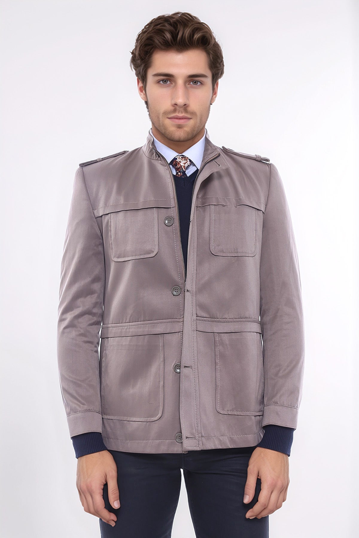 Men's Beige Trench Coat by Wessi – styled view