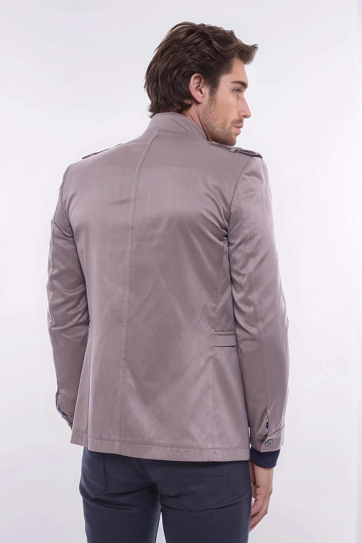 Men's Beige Trench Coat by Wessi – close up view
