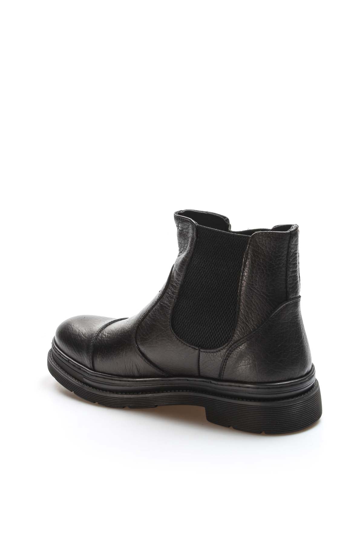 Men's Black Leather Chelsea Boots with Elastic Gussets – side view