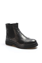 Men's Black Leather Chelsea Boots with Elastic Gussets – styled view