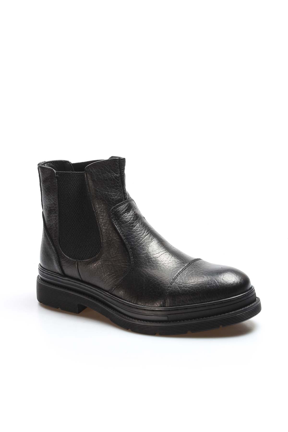 Men's Black Leather Chelsea Boots with Elastic Gussets – styled view