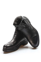 Men's Black Leather Chelsea Boots with Elastic Gussets – close up view