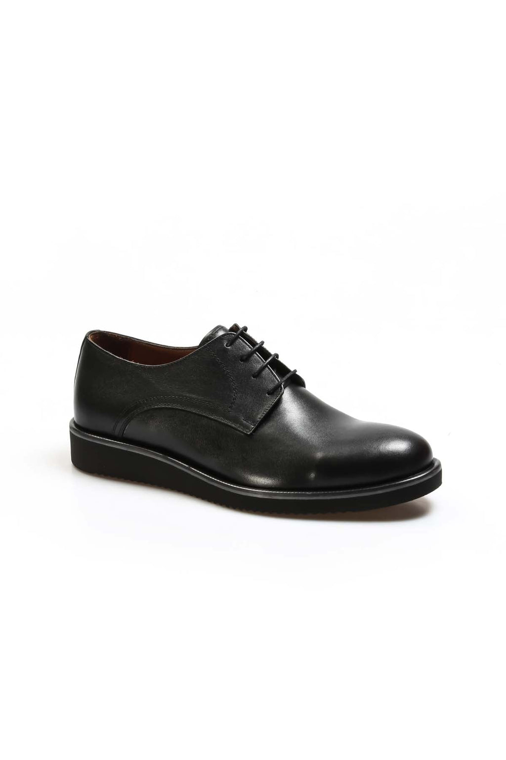 Men's Black Leather Derby Shoes with Sleek Design – side view
