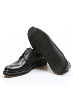 Men's Black Leather Derby Shoes with Sleek Design – styled view