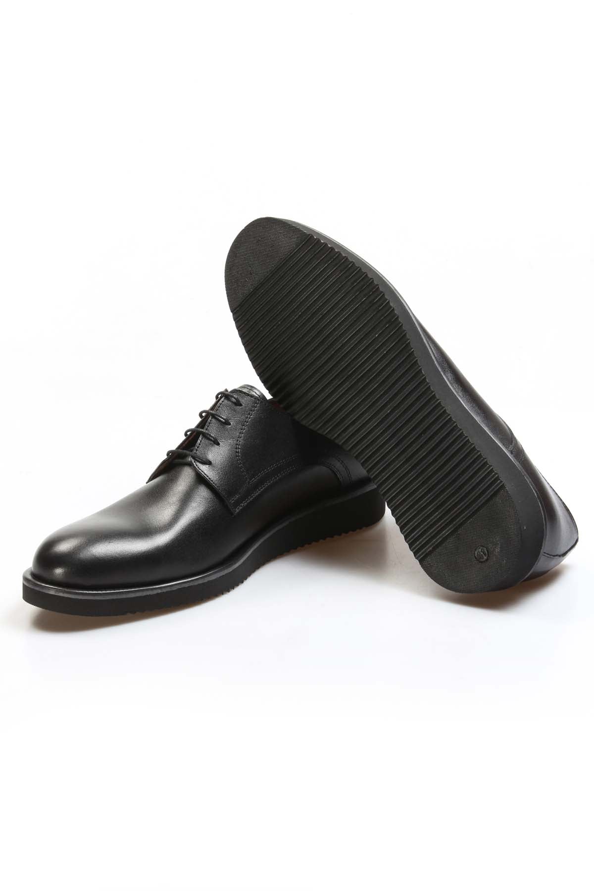 Men's Black Leather Derby Shoes with Sleek Design – styled view