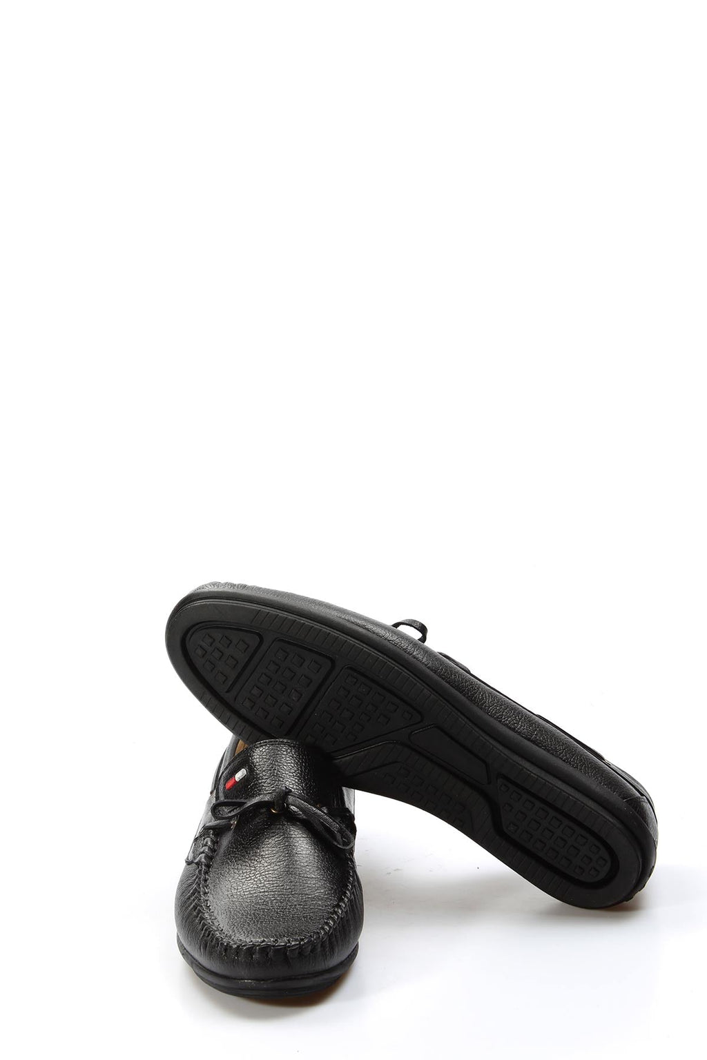 Men's Black Leather Loafers with Stylish Embellishments – close up view
