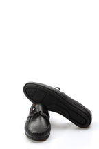 Men's Black Leather Loafers with Stylish Embellishments – close up view