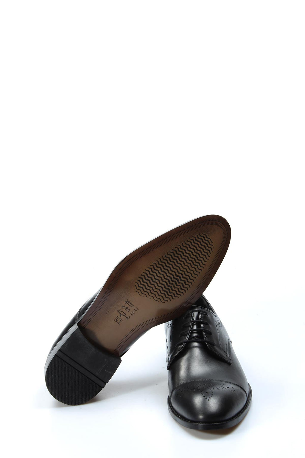 Men's Black Leather Oxford Dress Shoes – close up view