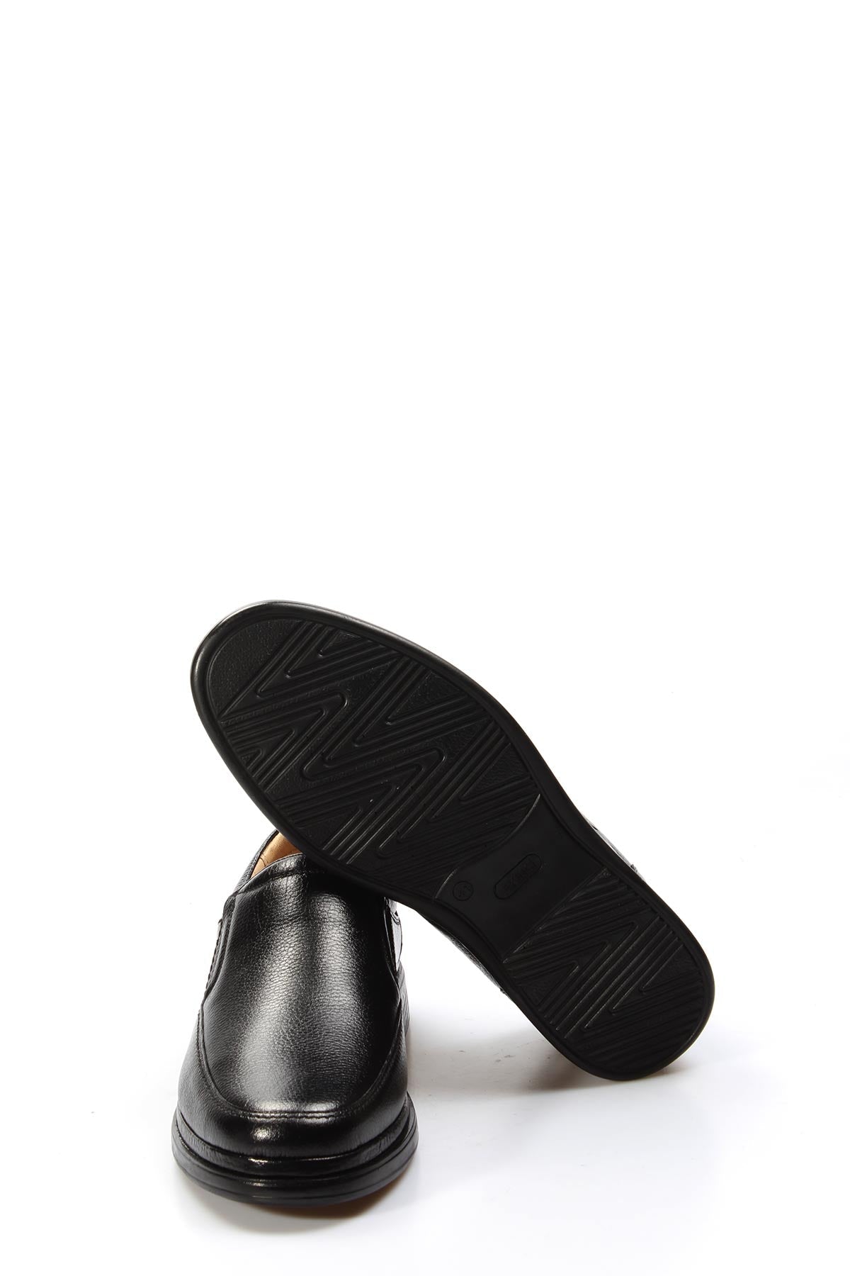 Men's Black Orthopedic Leather Loafers – close up view