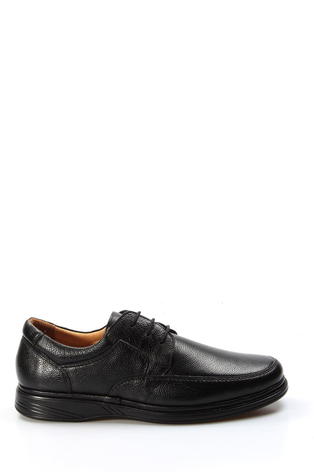 Men's Black Pebbled Leather Lace-Up Shoes – front view