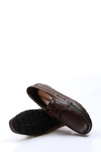 Men's Brown Leather Moccasins – styled view
