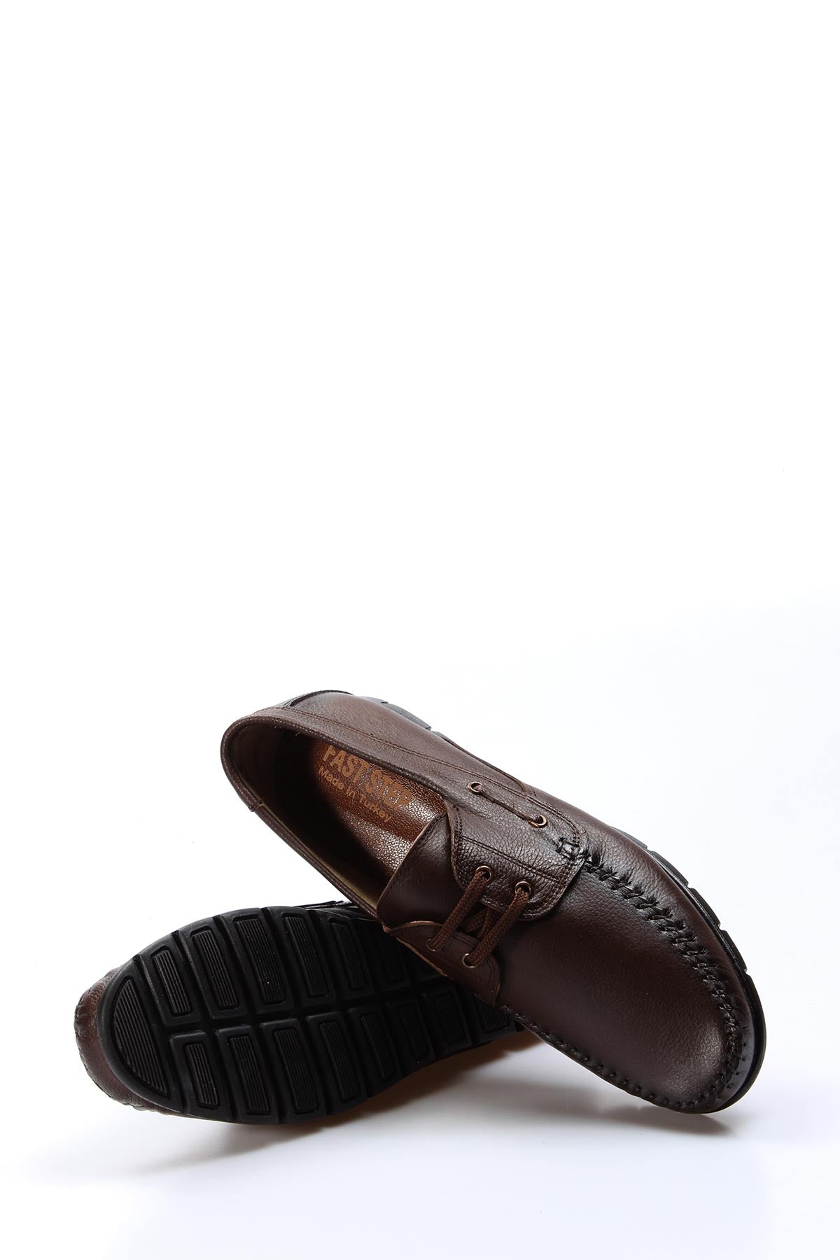 Men's Brown Leather Moccasins – styled view