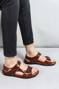 Men's Brown Leather Sandals with Adjustable Straps – front view