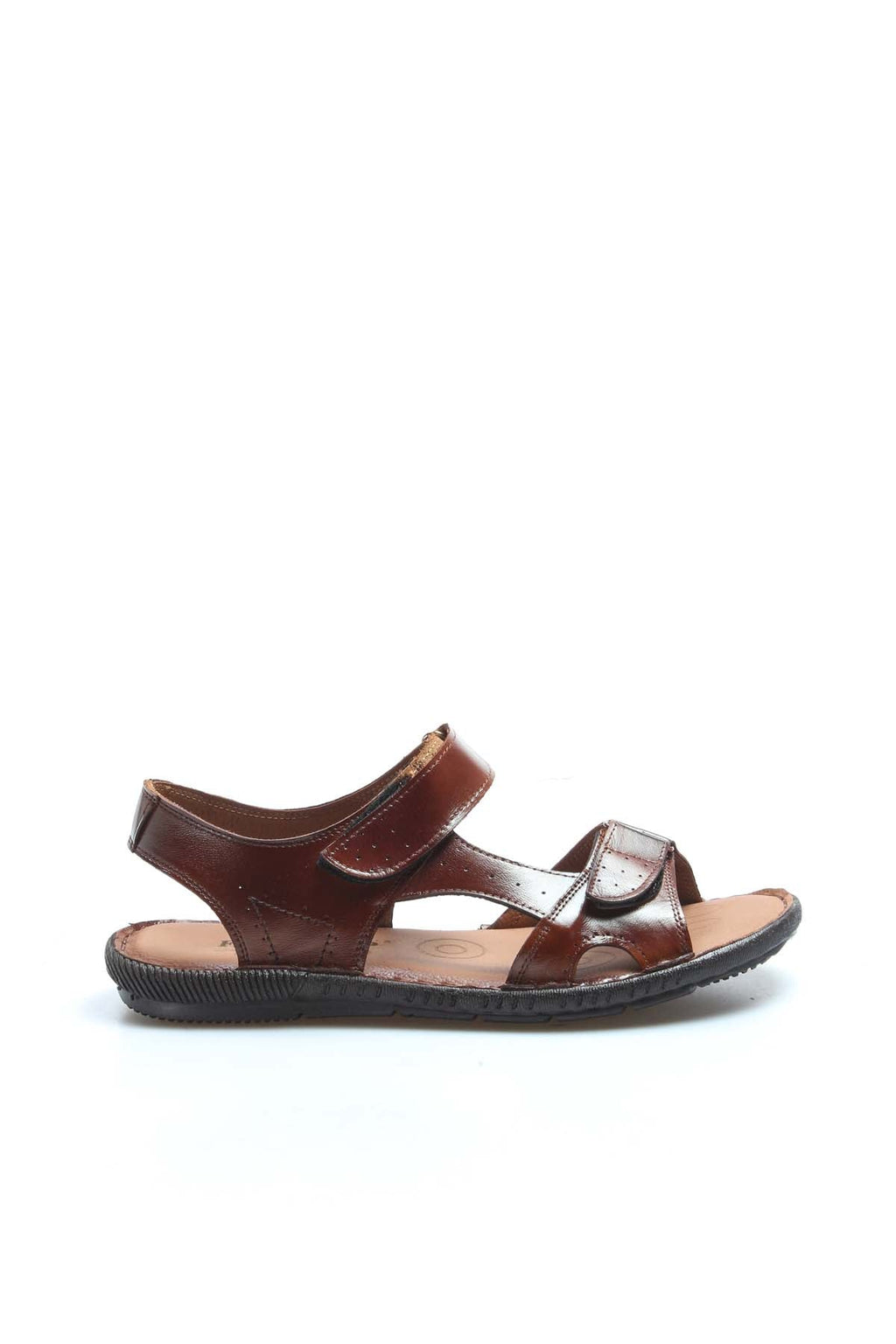 Men's Brown Leather Sandals with Adjustable Straps – detail view