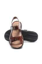 Men's Brown Leather Sandals with Adjustable Straps – close up view