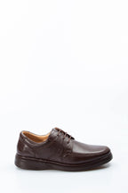 Men's Brown Orthopedic Leather Casual Lace-Up Comfort Shoes – detail view